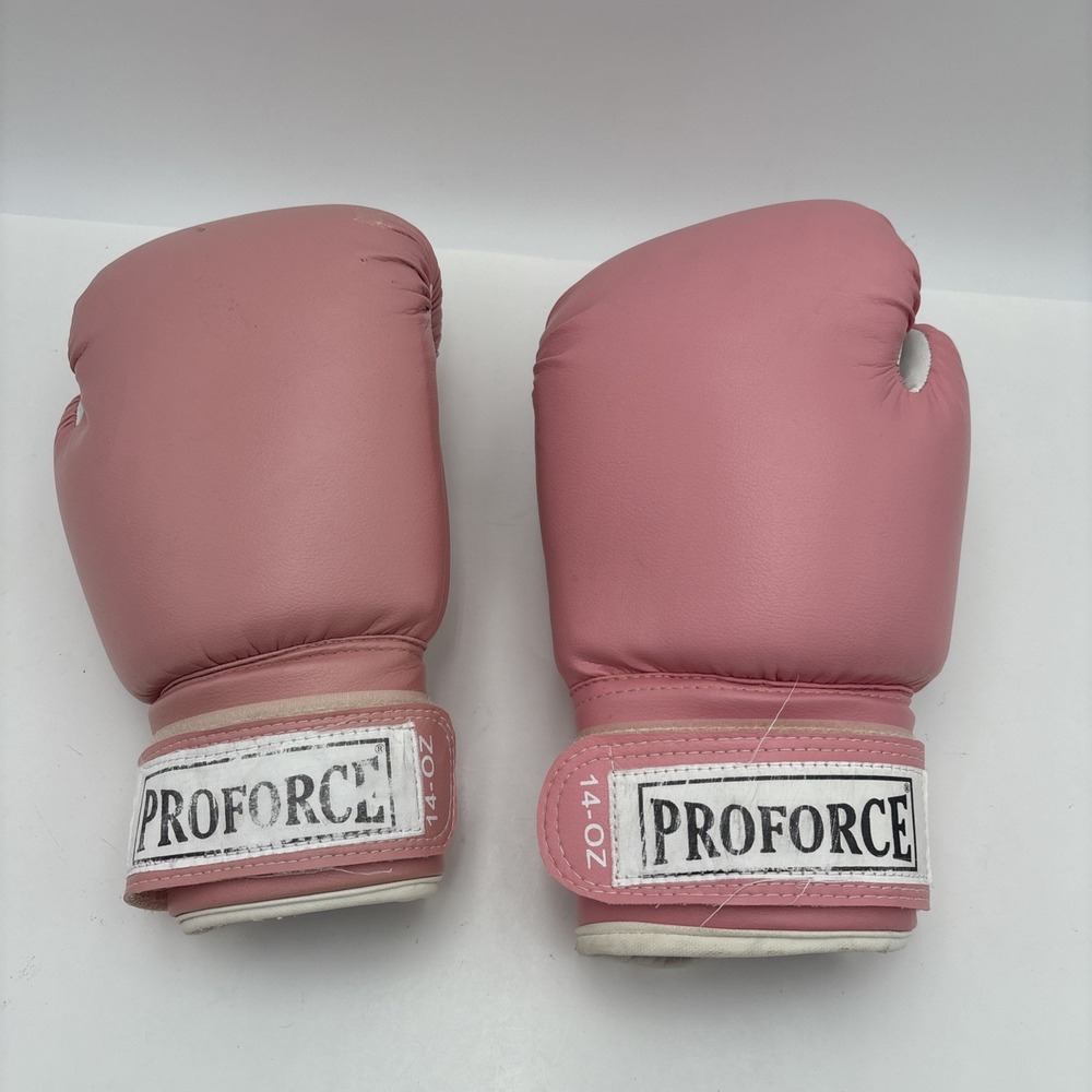 ProForce Leatherette Boxing Gloves – Pink w/White Palm - 14 Oz